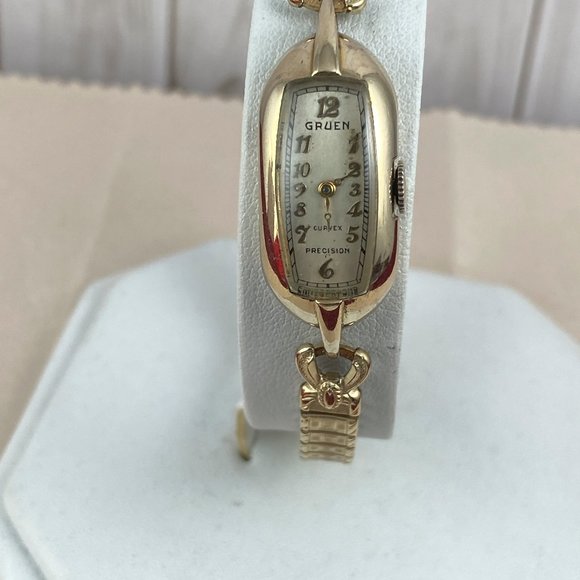 Vintage Gruen Curvex 17 Jewel 1941 Art Deco Ladies Watch 14K Gold Filled - Picture 4 of 11
